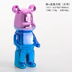 Nordic ceramics Bearbricks Crafts Violent Bear Electroplating  Sculpture Ornament Home Decoration Living Room