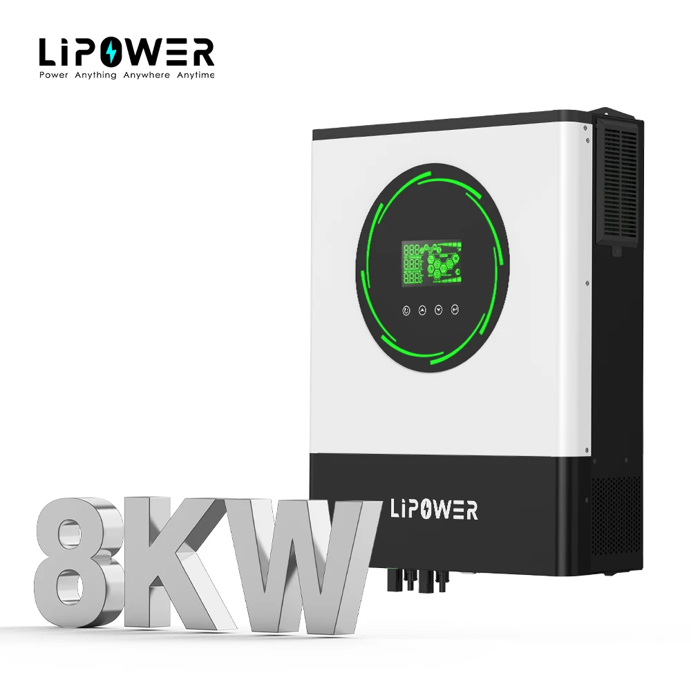 Гибридный солнечный инвертор Lipower для домашней энергосистемы 8 кВт немодулированный синусоидальный сигнал 8000 Вт