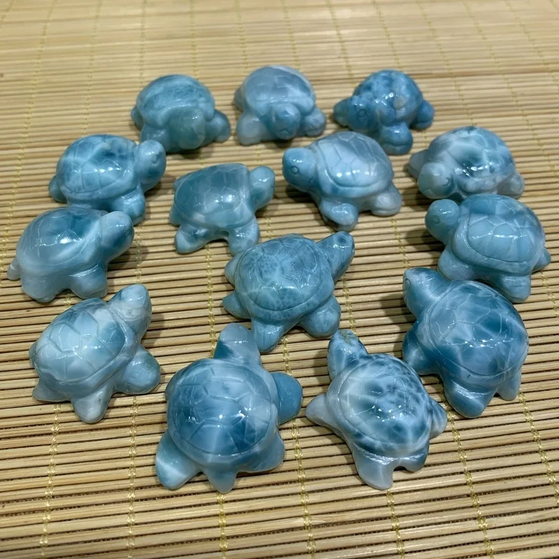 Natural Larimar Cabochon Turtles for Gemstone and Jewelry Design for display or pendant