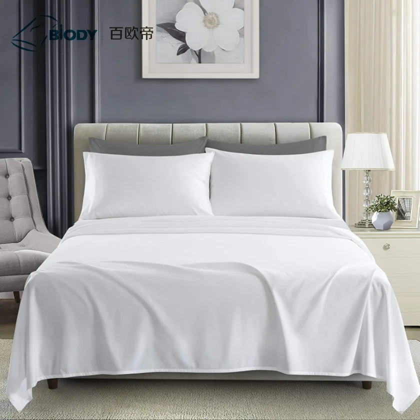 Hotel Bed Linen Bed Sheet T250 Stripe white Polycotton duvet cover sets with good hand feeling