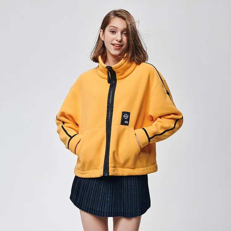 
High quality autumn and spring women windbreaker jacket sports zip up fleece jacket with custom logo 