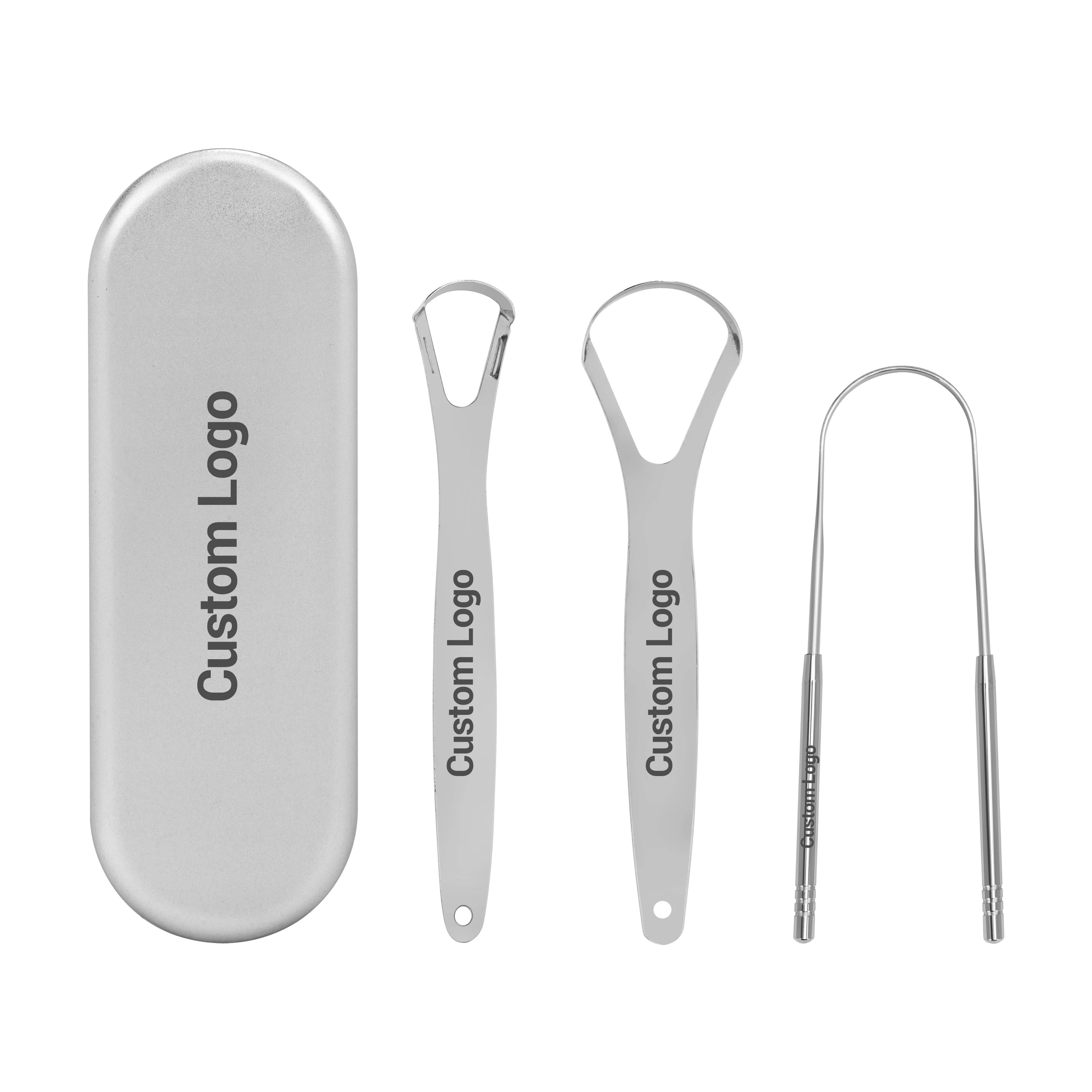 Hot Sale Professional Stainless Steel Tongue Scrappers Reduce Bad Breath High Quality Tongue Scraper Cleaner