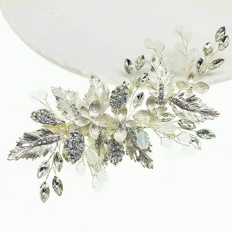 SHSS3015 Fashion Handmade Alloy Flower Wedding Accessories Pearl Crystal Bride Hair Comb