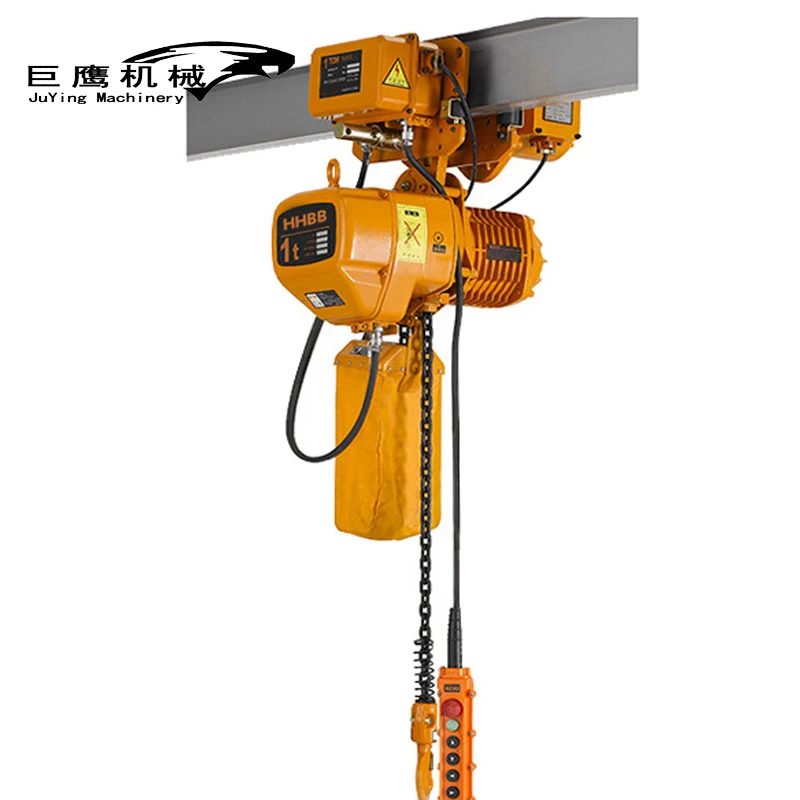 Manufacturer produce 1 2 3 5 10 ton single phase remote control monorail  electric lifting  chain hoist with electric trolley