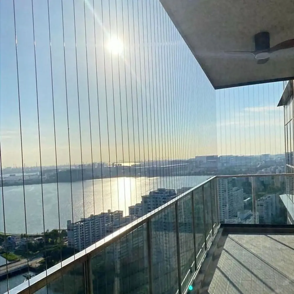 India High Quality 7x7 PVC Coated Balcony Invisible Stainless Steel Grating Wire Rope Cable