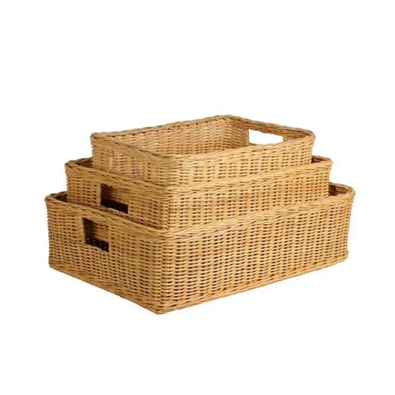Wholesales Rectangular Rattan Wicker Storage Baskets for kitchen decorate and storage