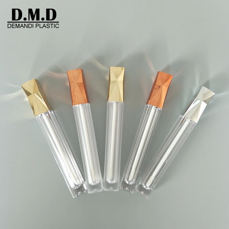 Low MOQ clear new design luxury unique empty 5ml 5 ml rose gold silver lipgloss tubes for lip gloss