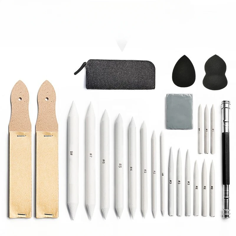 Paper eraser pen 24-piece set Sand cardboard sponge Plastic eraser Student drawing tool Sketch painting pen