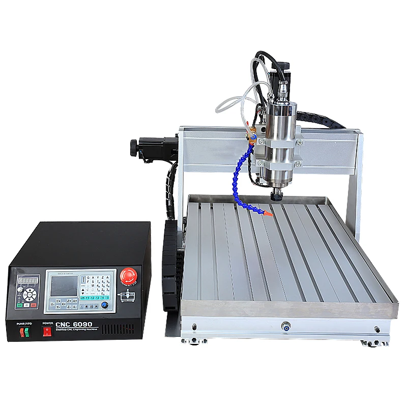 Mini Cooper Gold CNC Engraving Machine 6040 4 Axis Router For metals with Water chiller