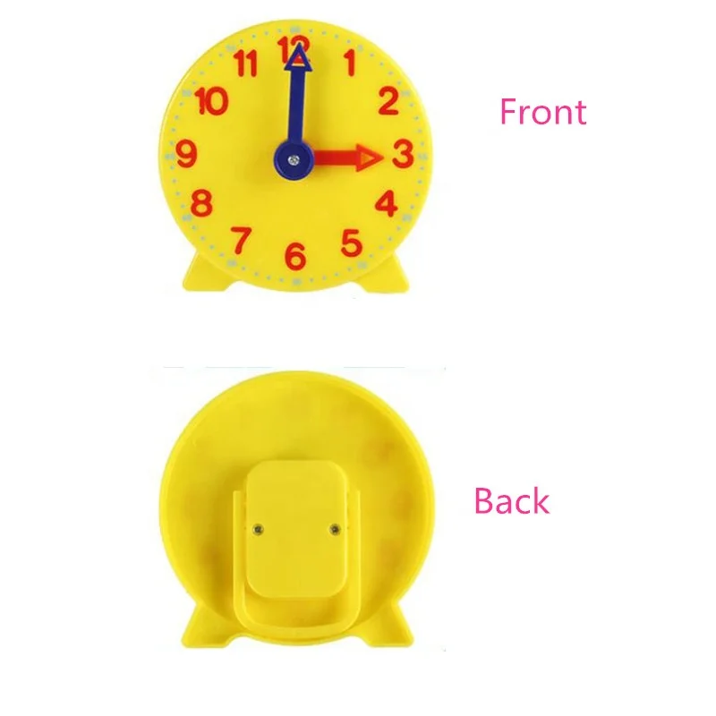 Student Learning Clock Time Gear Plastic 10cm Yellow Clock 12 Hour