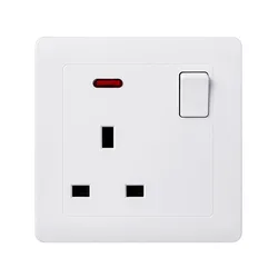 High Grade 250V 13A UK Standard Wall Double Socket And 2 Gang Switches With Neon