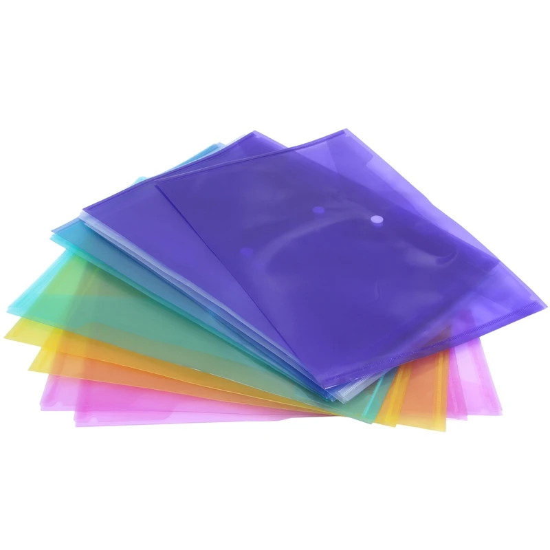 
Бумажники A4 для документов, пластиковые бумажники с пряжкой, папки для хранения бумаги, случайный цвет, 12 шт. 