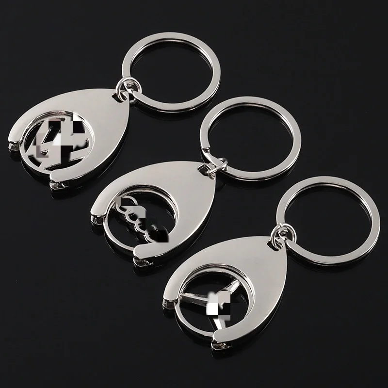 Apply to mercedes-benzAudicar logo metal key chain supermarket trolley coin key ring pendant