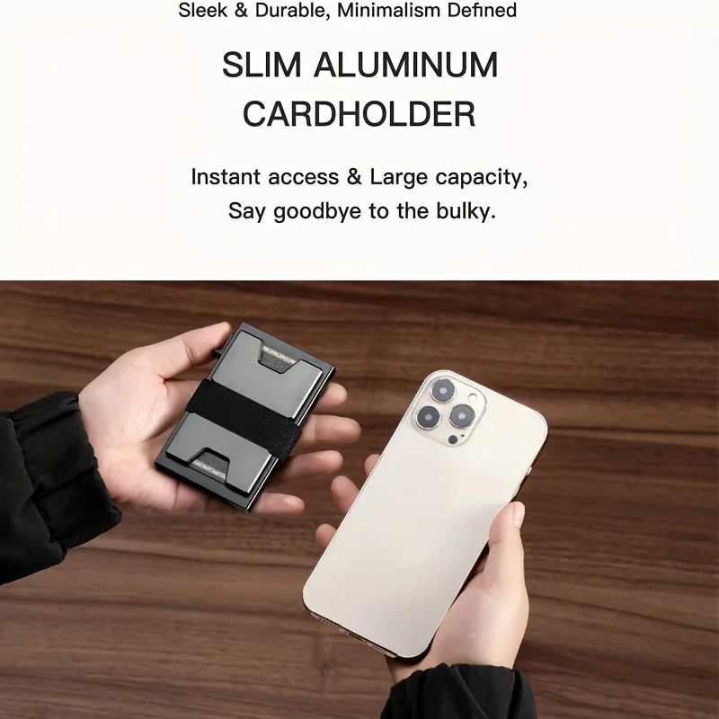 Slim Aluminum Card Holder Wallet for Men Durable Expandable Backplate RFID Blocking Minimalist Metal Pop Up Card Holder Wallet