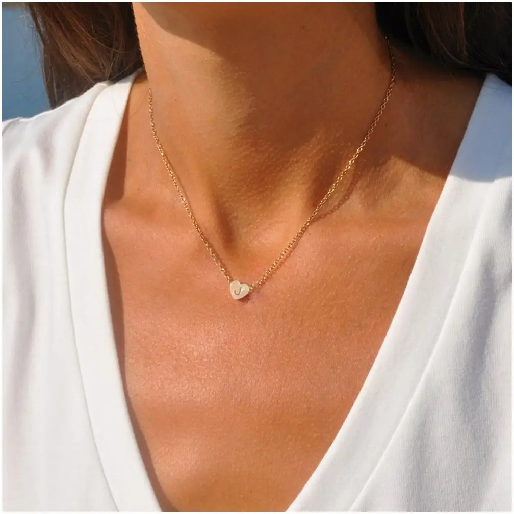 eManco Alphabet Necklace Pendant kolye Moissanite Personalized Double Plated Custom Name Flower Tungsten Necklace