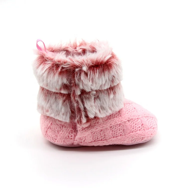 Sheared Plush Pink Soft Sole Baby Boots