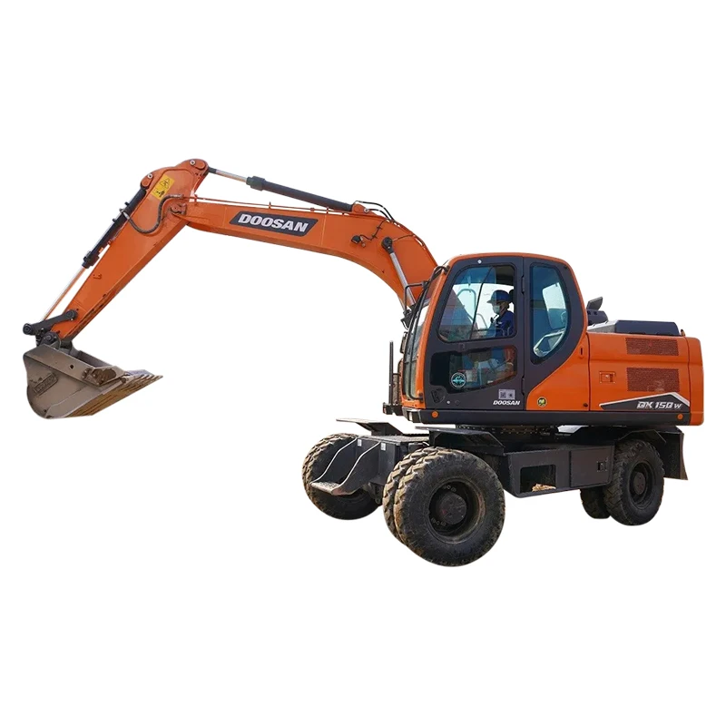 Korean top brand DOOSAN used wheeled excavator DH150W DX150W medium size second hand excavator in stock