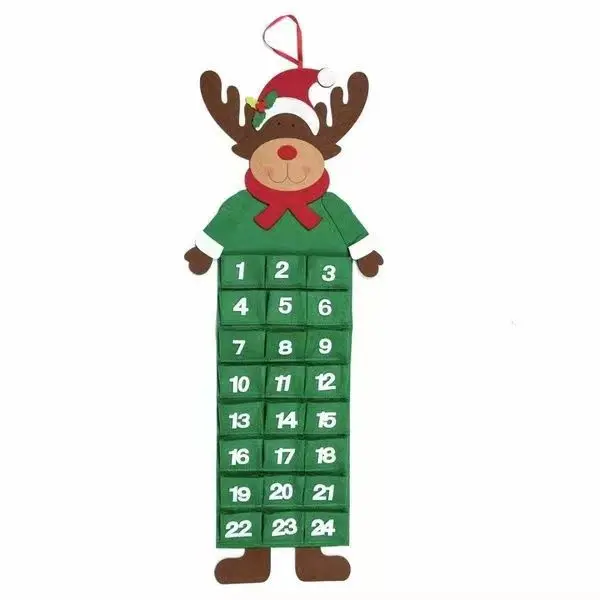 Felt Christmas Calendar pocket Creative Santa Reindeer Family Christmas Decorations calendar storage bag