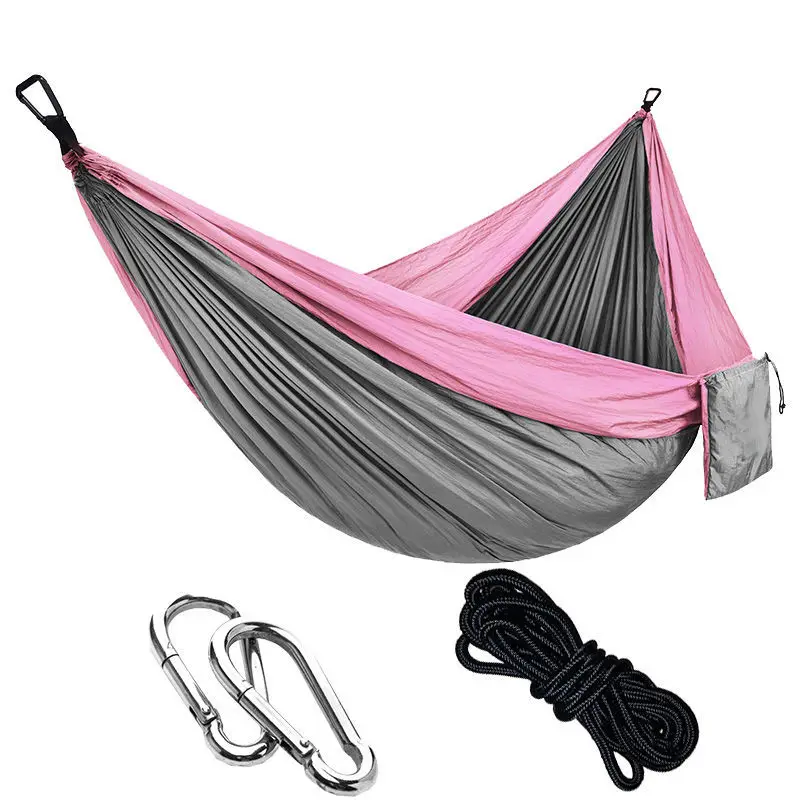 Portable Parachute Double Nylon Camping Hammock With Hammock Straps