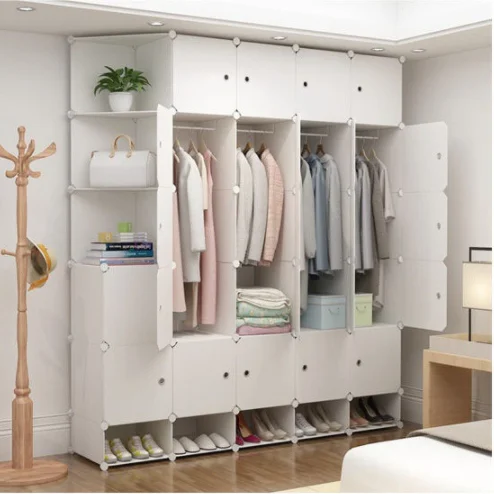 Extra Sturdy Combination Armoire Space Saving Modular Storage Cabinet Clothes Cabinet For Hanging Clothes