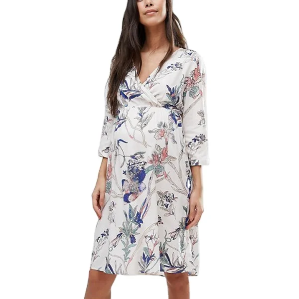 Maternity pregnancy clothing beautiful wrap front african print maternity dresses