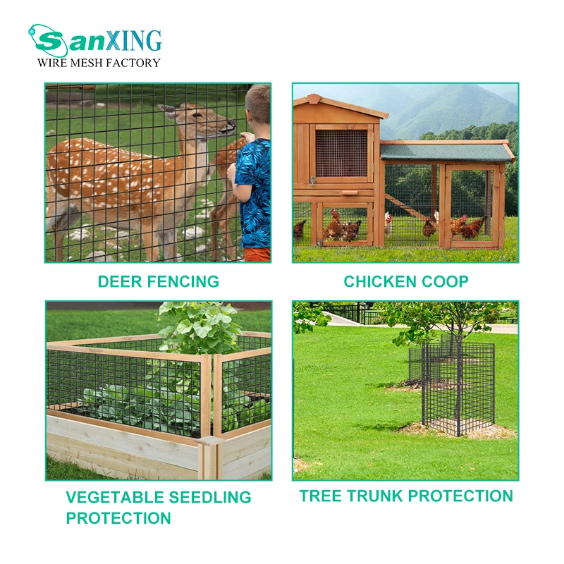 Customized Wholesale 50ft Garden fence Roll Black PVC Coated Welded wire mesh fence for Yard Vegetable Pet Poultry Cage