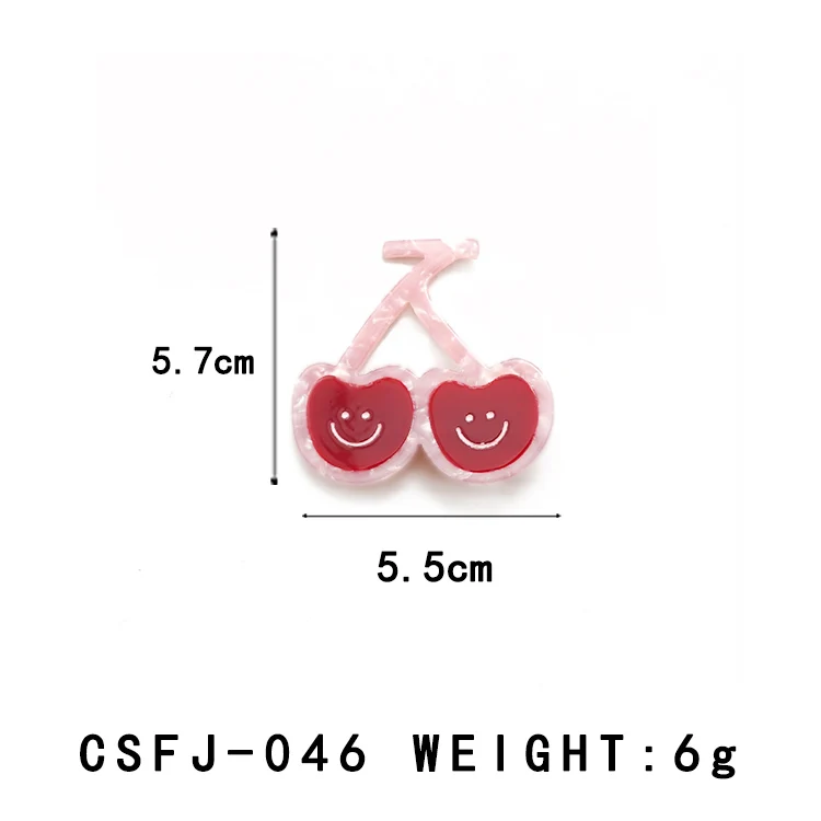 CANYUAN Japanese and Korean style pink red smiley cherry acetate hair claw cute girl ponytail mini hair clip customization