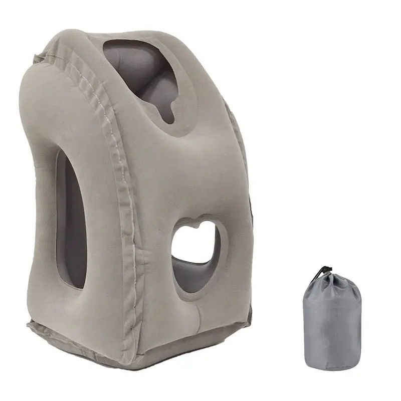 Inflatable air travel pillow airplane head chin cushion office nap