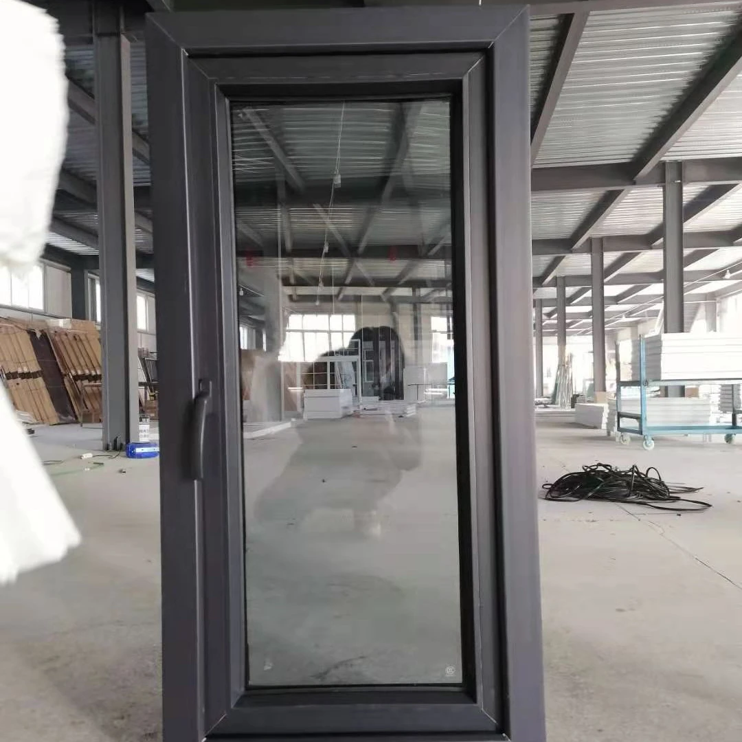 European design black color UPVC windows double glazing swing PVC casement windows