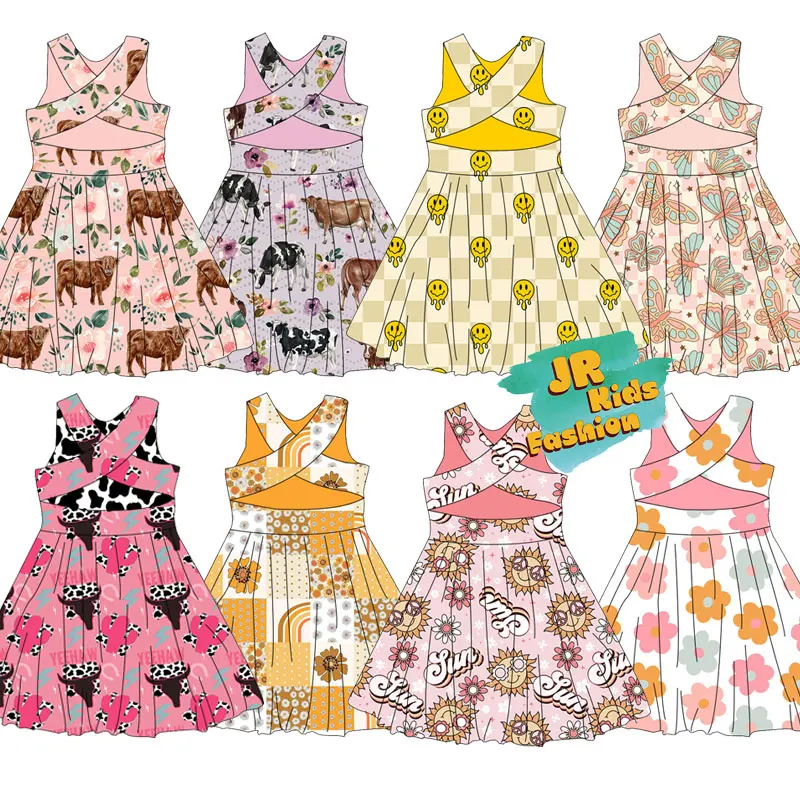 Hot Sale Child Girls Boutique Twirl Dress Western Pattern Sleeveless New Style Baby Kids Cute Dresses