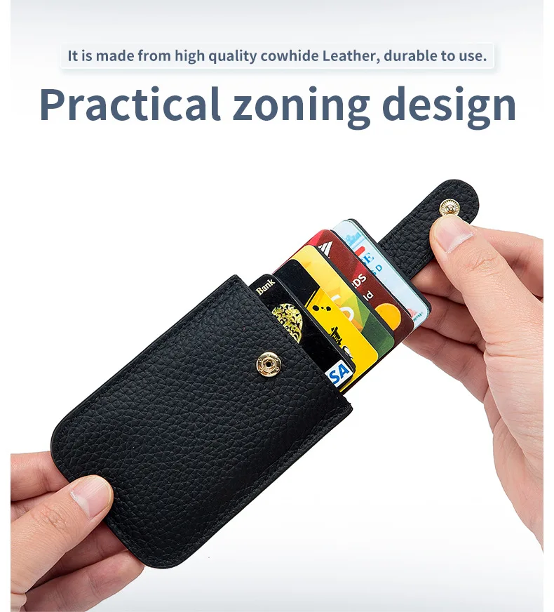 Faux Leather Card Holder Large Capacity Pull-out 6 Slots Portable Business Card Bank Card Driver License Organizer Storage Bag