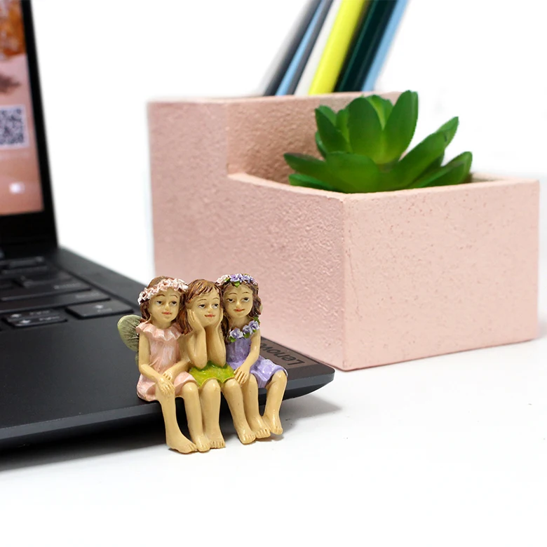 In stock Pink Girl removable Fairy Flower Pot and multi-functional pen pencil holder for desk decor Garden Accessories