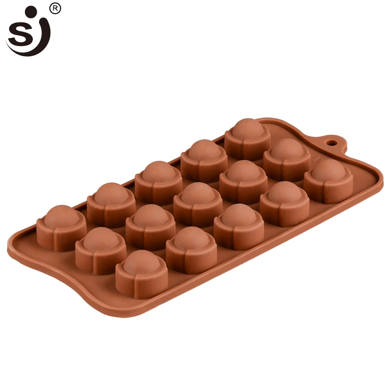 Factory Direct Sell 15 Cavity Round Shape Chocolate Silicon Mold Handmade Bakeware Tools Candy Jelly Making Tray For Baking