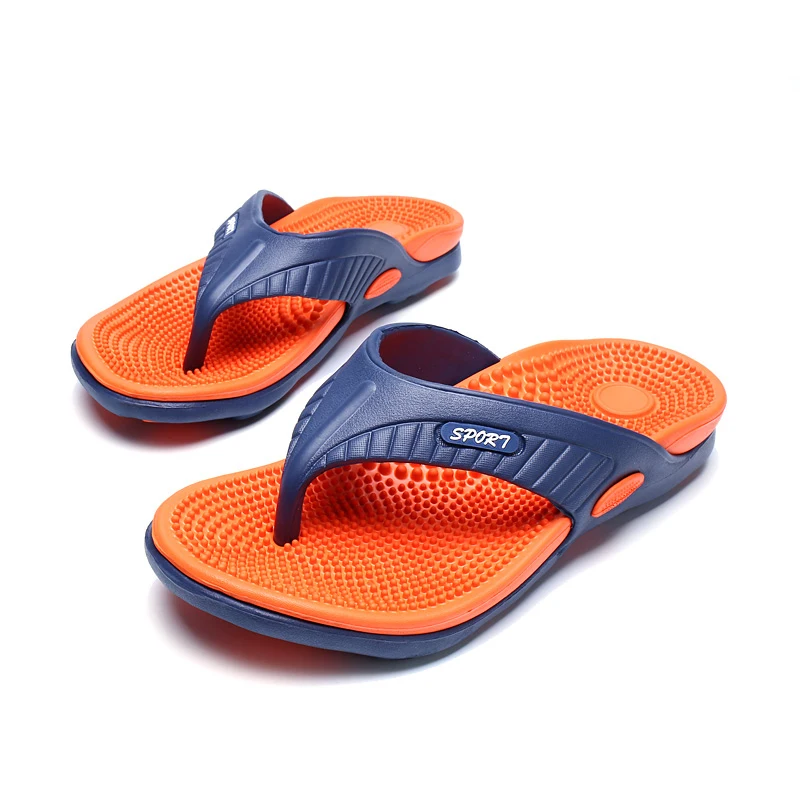 Wholesale Casual Men Slippers Summer Boys Rubber Slip-on Flip Flops  Charms Massage Sandals EVA Outdoor