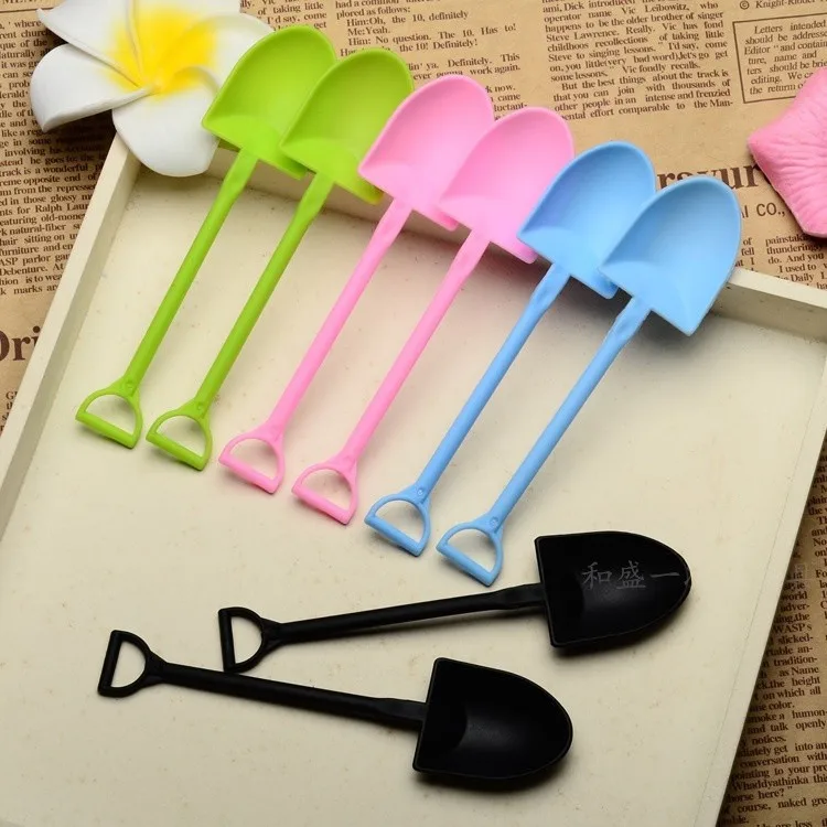 NEWELL Small Disposable Colorful Plastic Shovel Fork Spoon 100pcs/pack 12cm For Ice Cream Dessert Cake