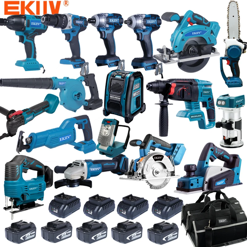 EKIIV 21V multifunctional rechargeable lithium battery professional home repair tool set 18 PCS popular in Europe and America