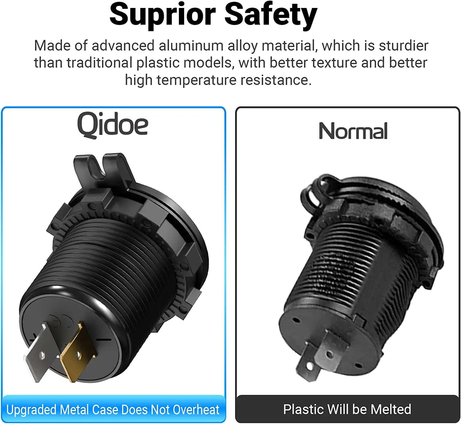 Aluminum Alloy QC 3.O Charging Dual Ports Usb Golf Cart Charger for 12-24v Smart Phones