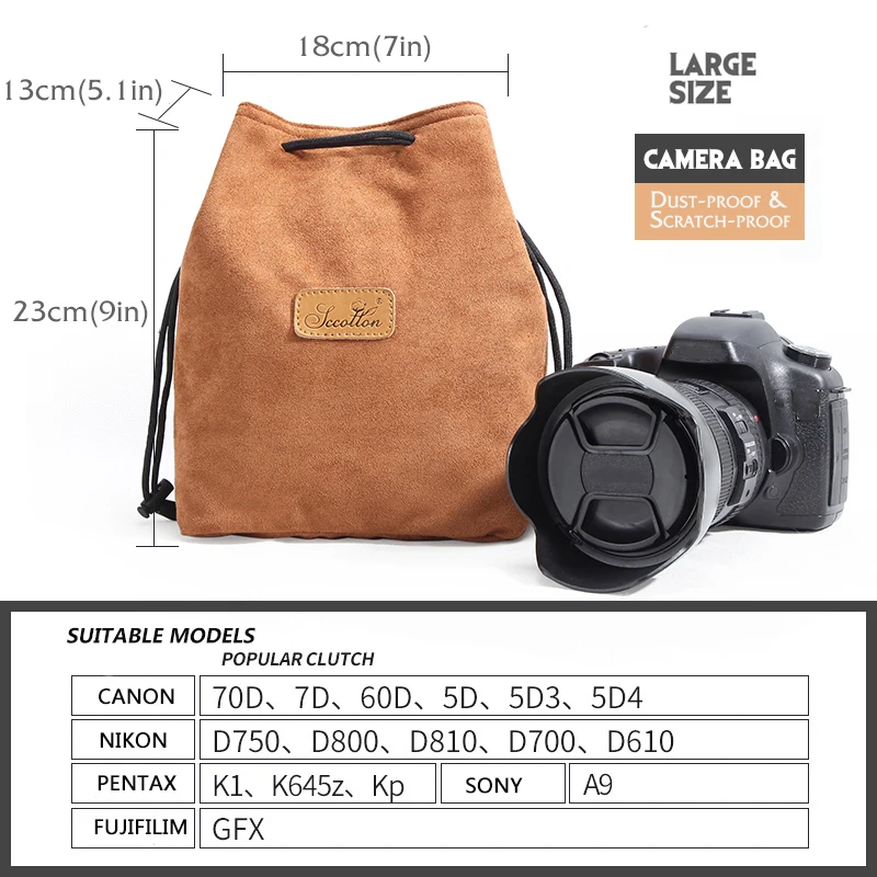 Universal DSLR Velvet Drawstring Camera Bag Soft Bag for Canon Nikon Sony Storage Micro Single Camera