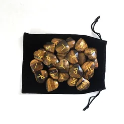 Wholesale 25 pcs Chakra Crystal Heart Set Engraved Holistic Balancing Reiki Healing Crystals Chakra Symbols Tumbled Palm Stone