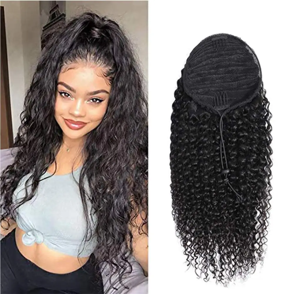 
Suttie Human Hair Ponytail Kinky Extensions Drawstring Ponytail for Women Unprocessed Virgin Human Hair Ponytail Extensions 