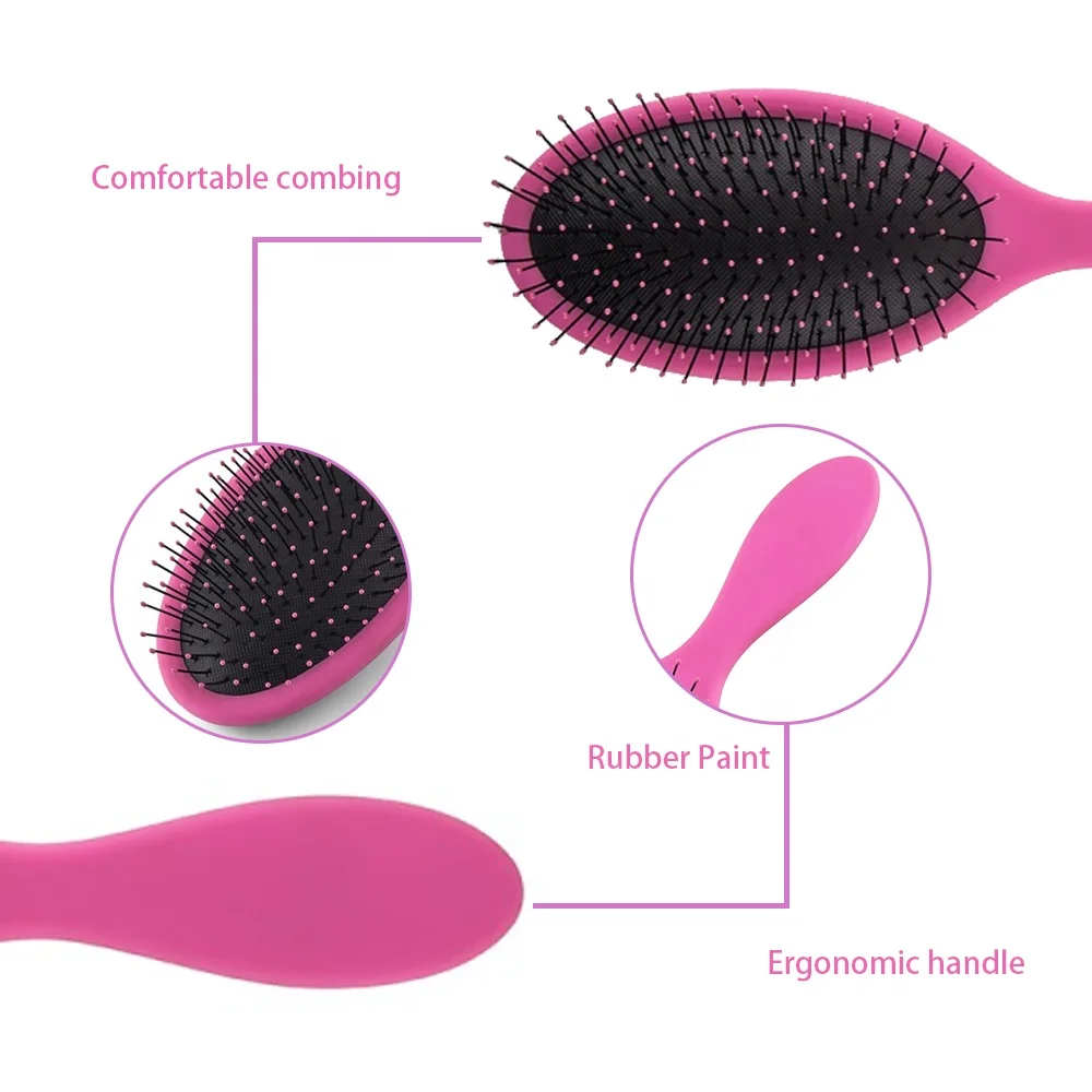 Artisans hot selling nylon kid curly hair brush cushion plastic detangling hair brush