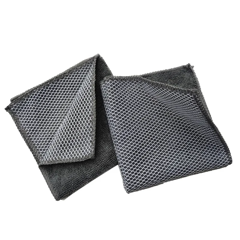 Superfine Fiber Thickened Cotton Yarn Dishcloth Double-sided Mesh Towel Lazy Dishcloth Kitchen Dishtowel Dishcloth