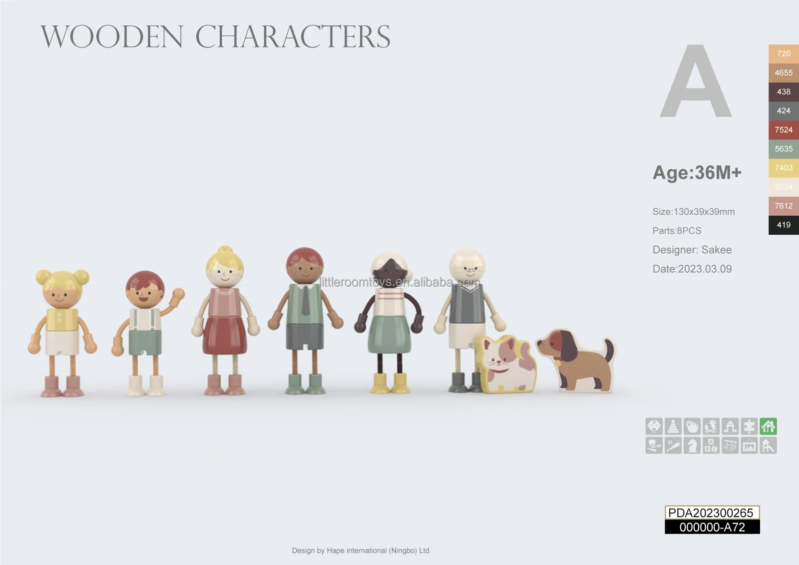 Littleroom Custom Wooden DIY Crafts Wood Doll Home Decor Accessories Decorative DIY Doll Family set for Kids