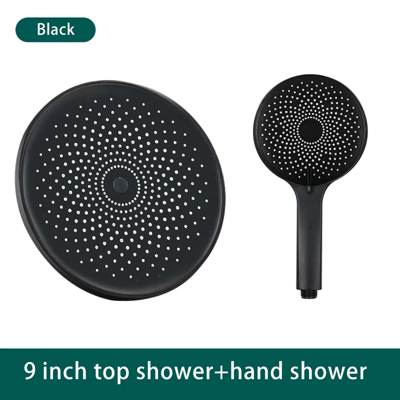 Over power rotating black abs luxury handheld modern massage portable bathroom shower head set rainfall rain top shower head