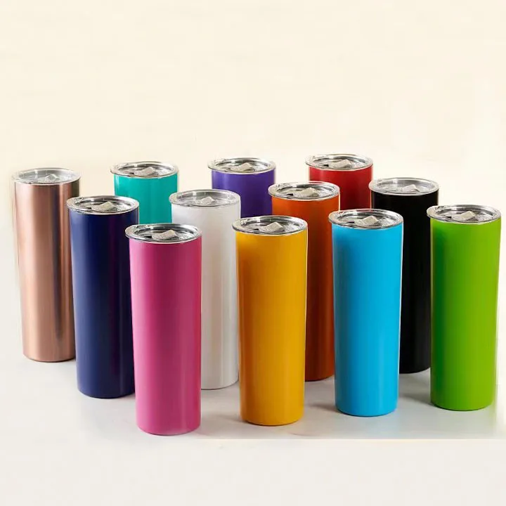 Custom 20oz plated powder coated stainless steel skinny straight tumblers laser engrave water bottle