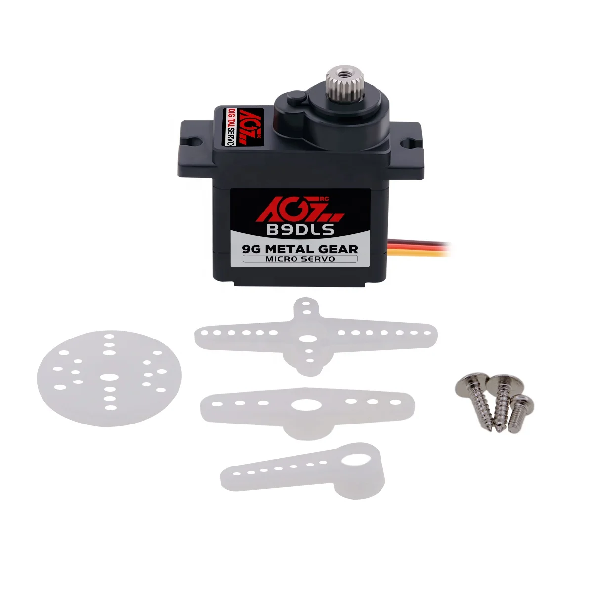 AGFRC B9DLS 180 Degree Metal Gears 9g 2KG High Torque Economical Digital DC Motor Micro Servo for Small Size Airplane/Car/Robot