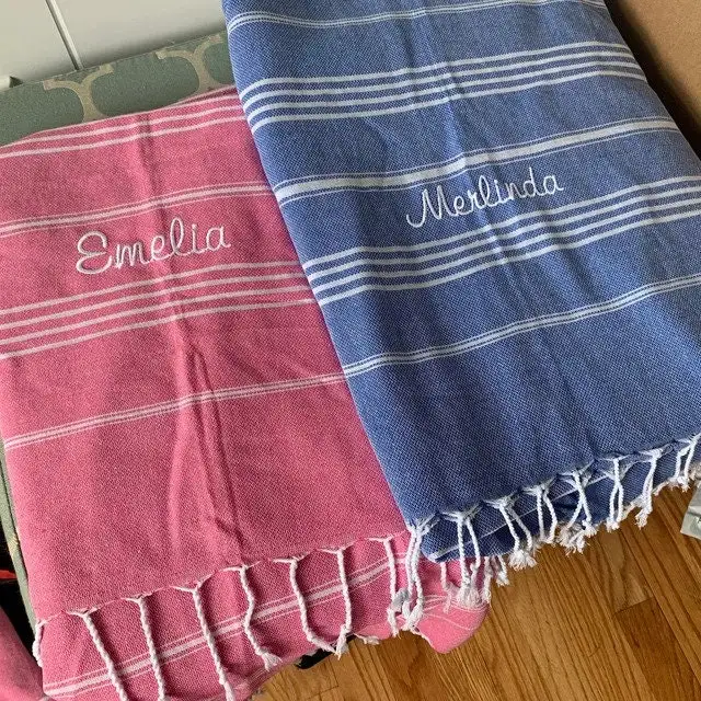 Personalized 70x40 Beach Towel Monogrammed Turkish Wedding & Bridal Party Custom Gifts Bachelorette & Beach Bash Accessory
