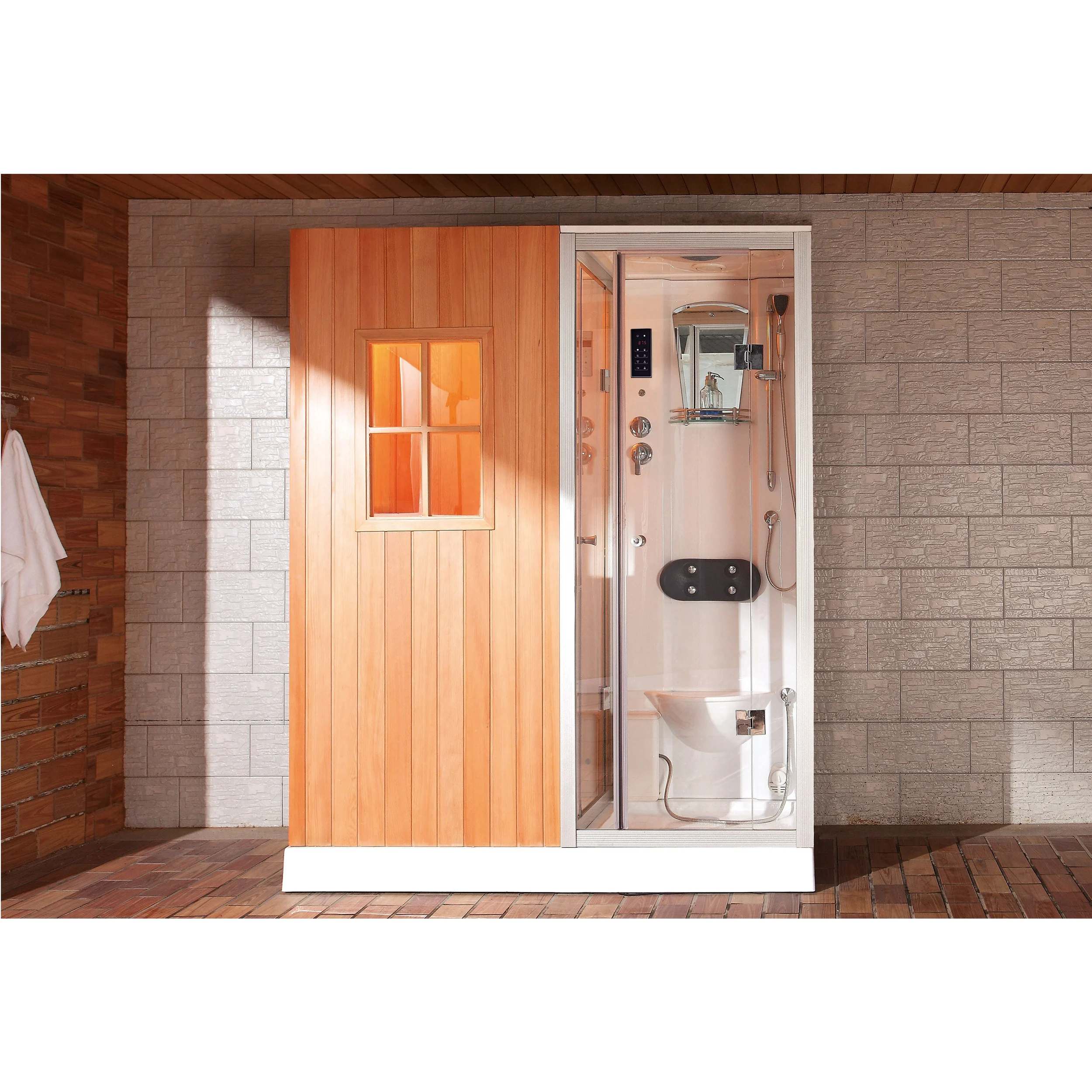 MEXDA Sauna Equipment Wet Steam 1-2 Person Sauna Steam Room Combination Indoor Shower Steam WS-180100-01