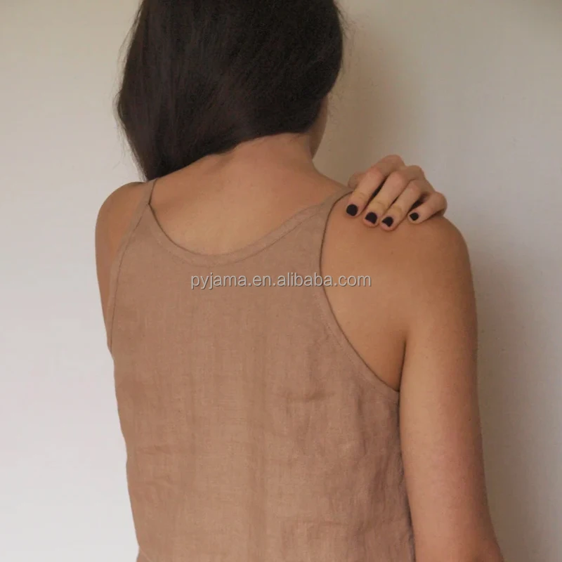 Summer Basic Linen Women Strap Top And Blouse Set Summer Lounge Set Cotton Pajamas Hot Leisure Wear For Women