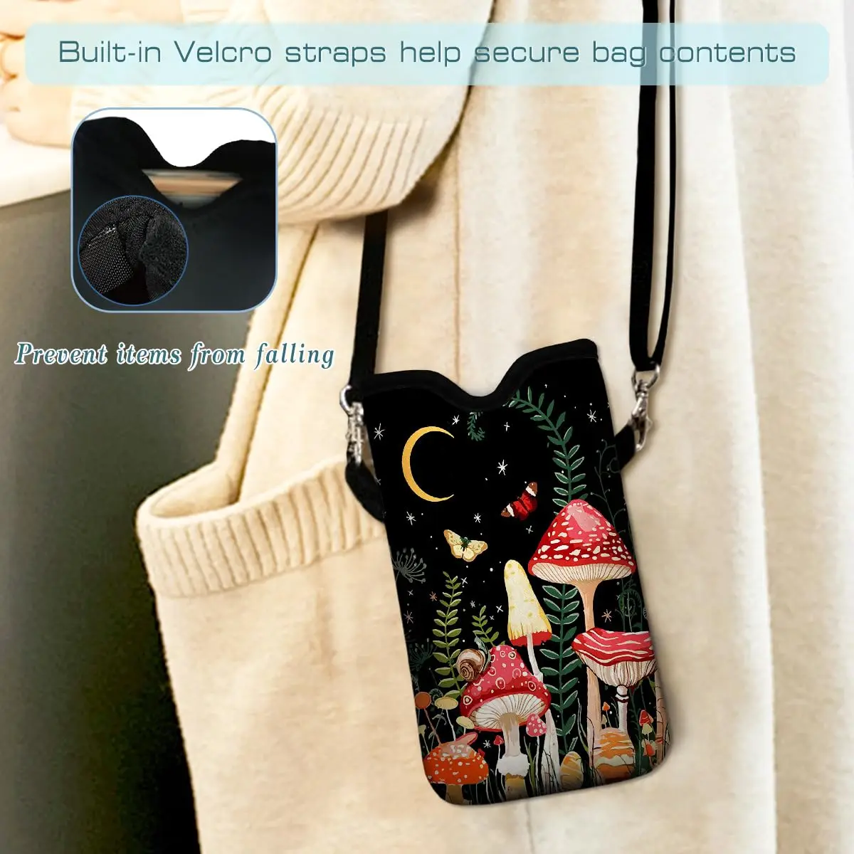 SMETA Sedex 4P Factory Custom Printing Neoprene Mobile phone pouch Cell Phone Sleeve Carrying Case with Crossbody Strap